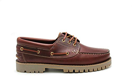 VALDEGAMA - Zapato náutico clásico de Piel auténtica, Suela de Goma,Cierre de Cordones,tacón bajo, para: Hombre Color: Seahorse Talla:42