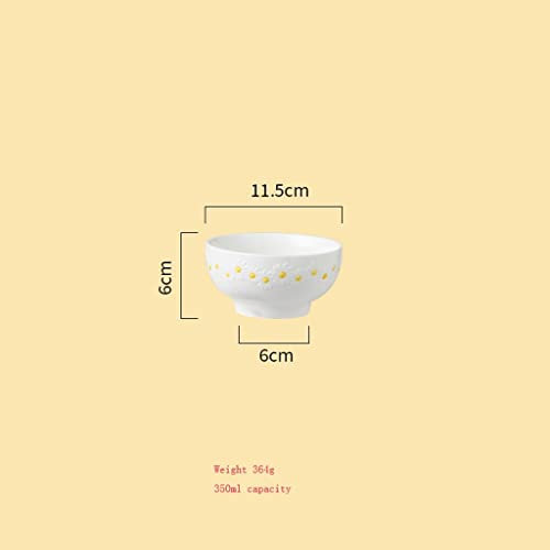 luckxuan Speiseteller Gänseblümchen-Dinner-Platten-Salat-Dinner-Platten Familienküche Geschirr Speisesaal Zubehör Teller (Color : 4.75 inch Rice Bowl)