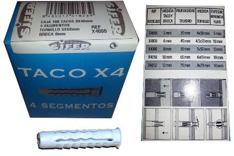 Sifer taco x4 nyl.gris 5x25 caja de 150 und x4005