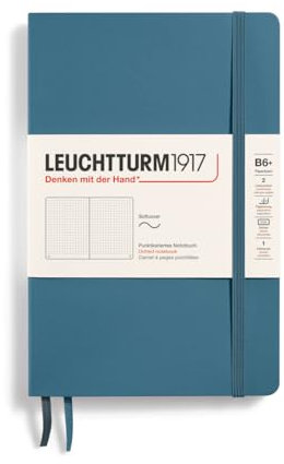 LEUCHTTURM1917 365643 Notizbuch Paperback (B6+), Softcover, 123 nummerierte Seiten, Stone Blue, Dotted