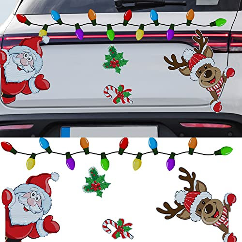JoyFan 22Pcs Christmas Reflective Car Magnets Set Colorful Bulb Light Magnets with 6 Magnet Wire Refrigerator Garage Magnet Decals for Xmas Holiday Birthday Car Mailbox Decoration