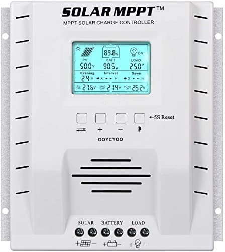 OOYCYOO MPPT 60A Solarladeregler 24V 12V Auto Max 100V DC Eingangssolarregler mit LCD Display und Temperatursensor, Funktioniert für Sealed, Gel, Flooded und Lithium.