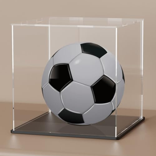 CRMPro Transparente Acryl-Vitrine mit mattschwarzem Boden und Deckel, staubdichte Acryl-Vitrine, würfelförmige Arbeitsplattenbox für große Sammlerstücke (25,4 x 25,4 x 25,4 cm)