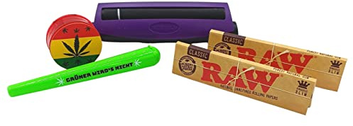 Futurola Drehmaschine King Size Rolling Machine Grinder RAW Papers raupir Geschenk Set Farbe wählbar, Farbe: Lila