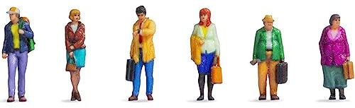 NOCH Z Figuren Reisende 3D gedruckte Modellfiguren, Farbiger Kunststoff, Z-Bahnzubehör für realistische Szenarien