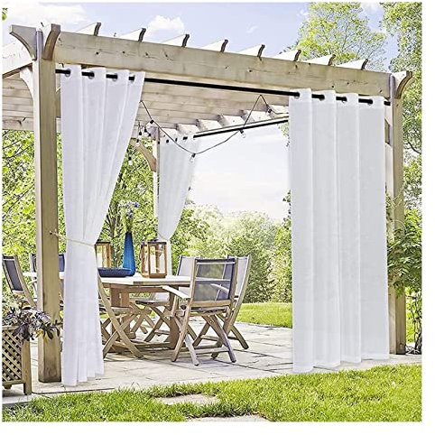 Durchsichtige Outdoor-Vorhänge für Terrasse wasserdicht, Innen-Sichtschutz-Voile-Vorhänge mit Ösen, halbtransparente Vorhänge für Balkon, Privatsphäre/Veranda-Schatten/Deck-Dekor mit Raffhaltern
