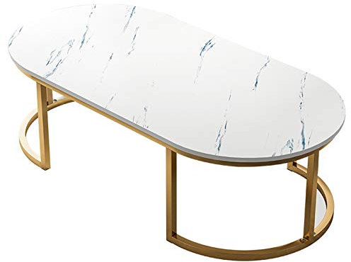 Nachttische, Büro-Empfangstheke, großer Couchtisch aus Holz mit Marmormuster, Verhandlungstisch für Café, Hotelzimmer, Korbtisch (Farbe: Weiß, Größe: 100 x 50 x 45 cm)