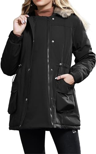 Maacie Cappotto premaman da donna 3 in 1 ispessito Outwear foderato in pile cappotto invernale caldo con cappuccio