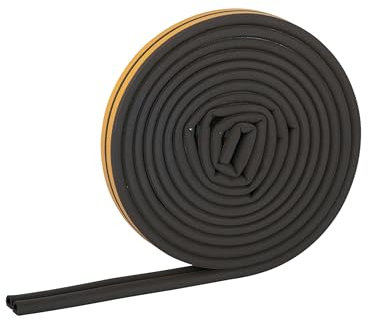 HELPMATE Bande d'étanchéité autocollante pour fenêtres et portes - Joint de fenêtre/porte pour isoler des espaces de 3 à 5,5 mm de large - Ruban d'étanchéité 9 x 6 mm (profil en D | 18 mètres | Noir)