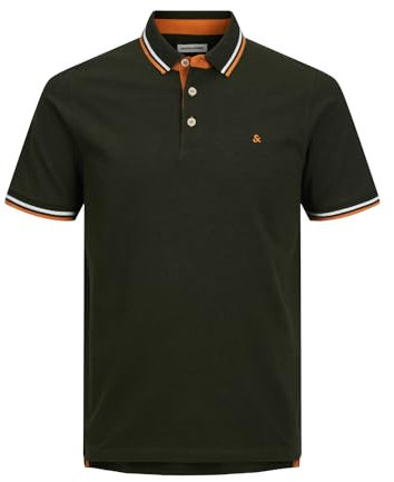 JACK & JONES Herren Slim Fit Polo Shirt JJEPAULOS Uni Sommer Hemd Kragen Kurz Arm Basic Pique Cotton, Verde Kombu. Dettagli: Play, XS
