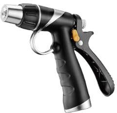 rainfactory Gartenhandbrause Zinklegierung Metall, 8 Sprühmuster verstellbar, Gartenschlauch Pistole, Wasserspritze für Garten, Gartenspritze, Brause Gartenschlauch frostsicher, Handbrause Garten