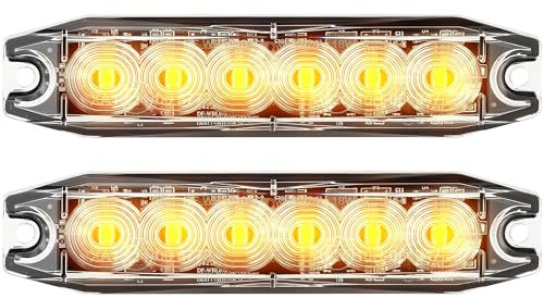 AUTOLIGHT 24 2x LED Warnlicht Warnleuchte Stroboskoplicht Frontblitzer 6 Gelbe LEDs 18 Watt Blitzer Blitzmodul Notfall Warnung Beacon Blinklichter PKW LKW Transporter ECE R10 R65 XA1
