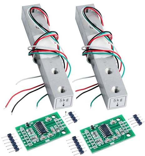 Wishiot 2PCS 1kg 5kg 10kg 20kg Digital Load Cell Weight Sensor High Precision Miniature Load Cells for Arduino DIY Electronic Portable Kitchen Scale Sensors ((5kg + HX711), 2)