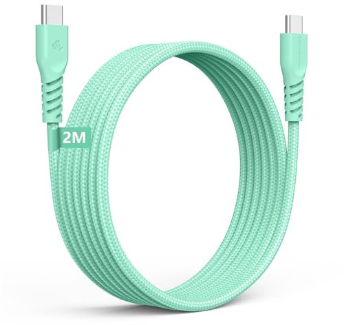 TECHGEAR Cable cargador largo USB C a USB C Cable C a C trenzado resistente de 60 W Carga rápida Cable de datos tipo C Compatible con iPhone 15, iPad Pro 2022, MacBook Pro, Samsung S24/S23/S22/A14/A54