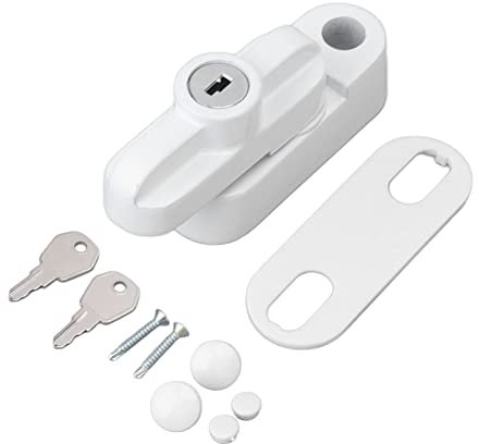 Cerraduras de Ventana, Aleación de Aluminio Cerradura de Ventana Externa, Pestillos de Seguridad para Ventana para Ventana Doble Individual(Blanco)