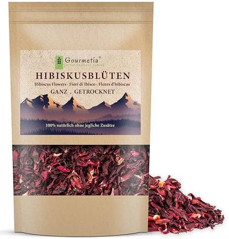 Gourmetia® Hibiskusblüten 200g, Hibiskusblütentee ganz und getrocknet - 100% naturbelassen
