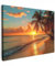 MuchoWow© Bild auf Leinwand 80x60 cm Schlafzimmer Bilder Badezimmer Wand Deko Wohnzimmer Modern Wanddeko Bilderwand Geschenk Sonnenuntergang - Strand - Palmen - Meer - Sonne