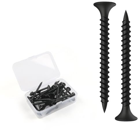 BOUMVID Viti Per Cartongesso Nere M3.5 x 40 mm, 25 Pezzi Drywall Autoperforanti Viti Screws Nero Fosfato Gesso, Vite a Testa Svasata Phillips Autofilettanti per Cartongesso su Profilo in Acciaio