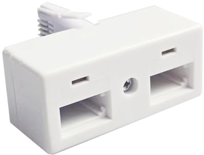 BT Telephone Socket Line 2 Way Splitter,1 to 2 BT 431A Female Socket Y Splitter with BT 431A Plug,BT Double Adapter Expansion Connectors Converter Extender for UK Landline Telephone Fax Modem - White