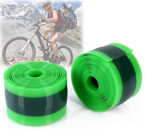 Xiciki 2 Pcs Bike Tyre Liner, TPU Anti-Puncture Tyre Tape, Bike Inner Tube Protector, Bicycle Tube Flat Protector, Green And Dark Green, Compatible with 12 16 18 20 24 26 27.5 29 Tyres