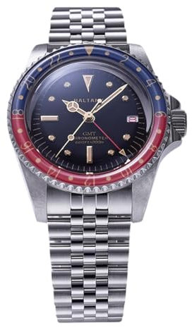 NIADI Baltany1957s GMT Master Hommage Vintage Herrenuhr Cola Lünette Jubilee Armband automatische mechanische Uhr, Schwarz, Retro
