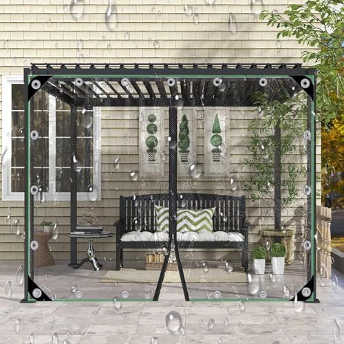 Tende trasparenti impermeabili per gazebo pergola con cerniera tende da pioggia esterne per pergola 0,3 mm pannelli laterali in tela cerata in PVC 4x2m