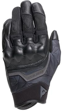 Dainese - Ermex-Handschuhe, Sommer-Motorradhandschuhe, atmungsaktiv mit Mesh-Einsätzen, starre Knöchelprotektoren, Lederverstärkungen, Touchscreen, Schwarz und Anthrazit, Größe S