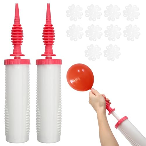 TNSLAND Lot de 2 Pompes à Ballon Manuelles en avec Pince à Ballons, avec 10pcs Pinces à Ballons, Pompe Ballon, Pompe A Ballon, pour Mariage, Anniversaire, Décoration de Fête