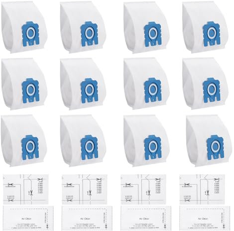 3D Efficiency Dust Bags for Miele GN Hoover Bag for Classic C1 Complete C2 Complete C3 S2 S5 S8 S400 Series Vacuum Cleaners with Motor Protection Filter Exhaust Filter 9917730 (12)