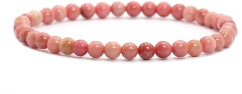 Echtes Rhodonit Edelstein Armband mit runden 4mm Perlen - verschiedene Längen - Heilstein Schutzstein Edelsteinarmband Glücksbringer Talisman Geschenk (Rhodonit, 18CM)