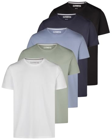 riverso Tshirt Herren Regular Fit RIVDean 5er Set Pack Rundhals Kurzarm | Sommer Tee Shirt Basic Schwarz Weiß Beige Grün Grau Blau S M L XL XXL 3XL 4XL 5XL