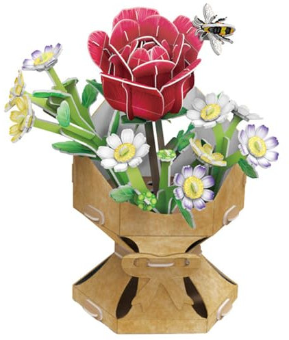 EXPLORA - Bouquet De Fleurs Rose - Puzzles 3D - 540501-120 pièces - sans Colle Ni Ciseaux - Educatif - Jeu de Construction - Cadeau Enfant - Maquette - Educatif et Ludique - À Partir de 8 Ans
