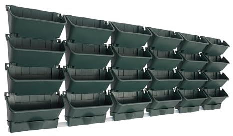 Hängender vertikaler Wand-Pflanzgefäß, Hängende Pflanztaschen, Vertikaler Wand-Blumentopf, Selbstbewässernder Wandpflanztopf, Wand-Pflanzkübel mit Entwässerungsrohr für Gärten (Army Green, 24PCS-A)