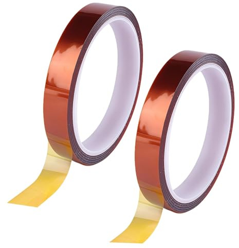 Jecdfs Cinta Resistente al Calor, 2pcs de 15 mm x 33 m, Cinta Adhesiva de Alta Temperatura, Cintas para Prensa en Caliente y Sublimación, Cinta Aislante Azul para Impresoras 3D y Aplicaciones El