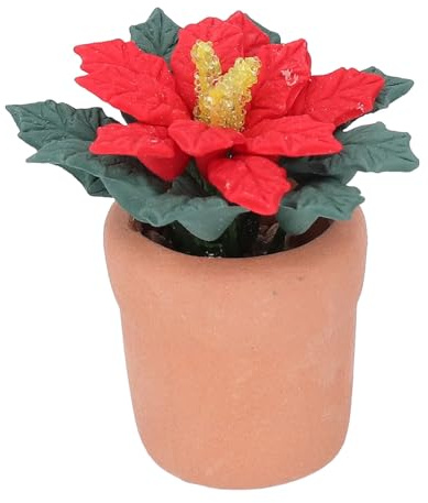 Fdit Pot de Fleur Miniature pour Maison de Poupée, bonsaï, Décoration Festive pour Maison de Poupée, Mini Célébration de Noël, Plante en Résine Durable pour Scène de Jardin Miniature