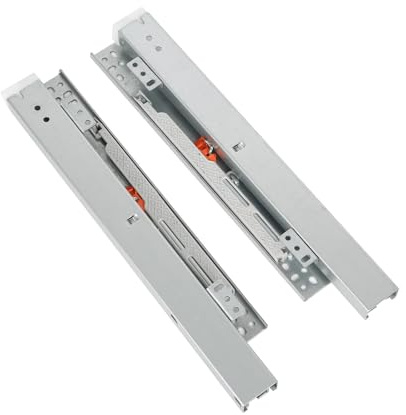 HSEANWWW 600mm unsichtbare SchubladenführungenUnterflurführung Bodenmontage, Soft Close, 40 kg Tragkraft, 3-facher Vollauszug, 1 Paar Dämpfung Pufferschiene