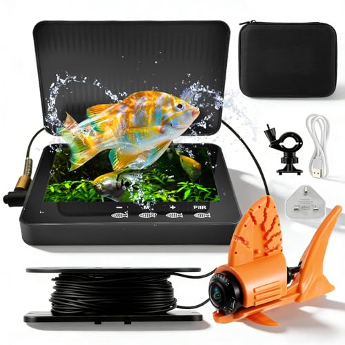 Underwater Fishing Camera with Stable Fish Finder, 4.3 IPS and 220° Wide Angle, 5000mAh Battery Fish Finder Camera Waterproof, Fish Finder Video Camera Night Vision for Ice River and Boat Fishing