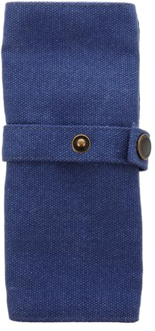 Uhrenaufbewahrungstasche Blaue Canvas Rolle zu Fünf Uhren | Waschbar, mit Kordelverschluss, Schlankes Design, Kompakt Aufrollbar für Unterwegs