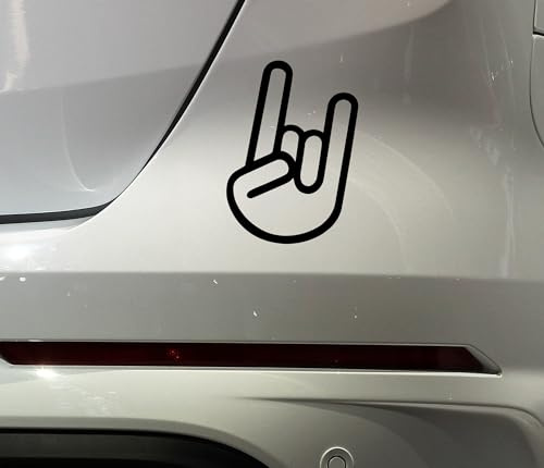Heavy Metal Rock Hand Aufkleber fürs Auto, Schwarz Glanz, 10 cm x 15,4 cm, für Auto, Motorrad und Wohnwagen - Wohnmobil (schwarz glanz)
