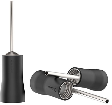 AUPROTEC 10x Stiftkabelschuhe 2,5-4 mm² schwarz Stiftlänge 13 mm Teilisolierte PVC PTV männliche Kabelschuhe aus Kupfer verzinnt Kabel-Verbinder Stift-Form