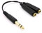 Nightwolf ® 20cm 0.6ft dorato placcato 6.35mm 1/4 pollici Mono TRS maschio a doppio 6.35mm 1/4 pollici Mono TS femmina Y-Splitter Cable (nero)