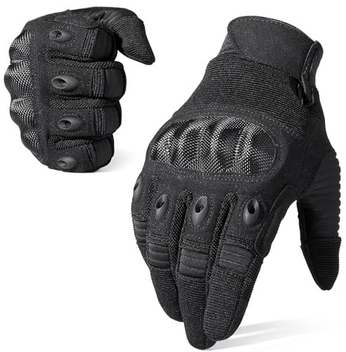 WTACTFUL Motorcycle Gloves - Touch Screen Full Finger Gloves for Cycling, ATV, Bike, Motorbike, Hunting, Hiking, Climbing, Camping, Riding, Driving, Work, Outdoor Sports - Black, Size Large
