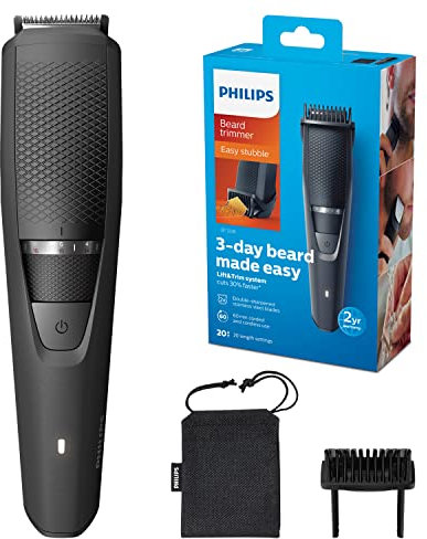 Philips Beard Trimmer for Men, Series 3000, 20 Length Settings, Self-Sharpening Metal Blades, UK 3-Pin Plug - BT3226/13