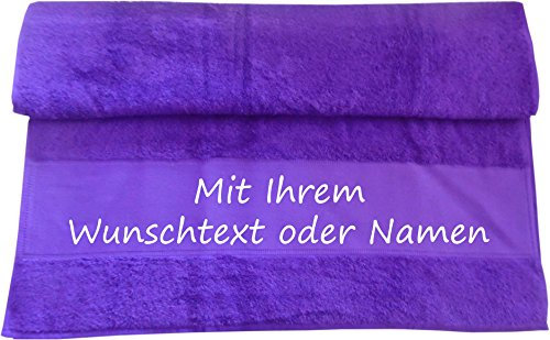Druckreich Badetuch mit Ihrem Wunschtext oder Namen 140 x 70 cm/Fb. Lila