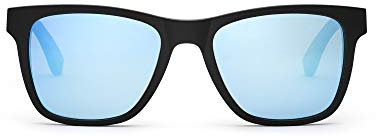 TAKE A SHOT Holz-Sonnenbrille Herren eckig blau verspiegelt, TR90 Sonnenbrille schwarz, Damen Sonnenbrille Holz Clever Hans