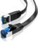 JAMEGA - 5m CAT.7 Netzwerkkabel Flach Ethernet Kabel Patchkabel in Schwarz | Gigabit Lan 10Gbit/s | 600MHz | Cat-7 Rohkabel U/FTP PIMF Schirmung mit RJ45 Stecker | Router Switch Modem