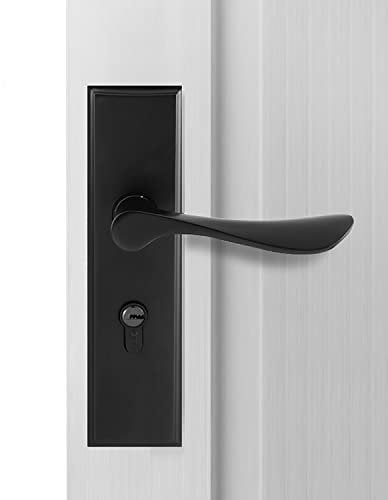 Qrity Black Door Handle Lock, Euro Door Handles, Bedroom Door Lock, 2 Lever Lock, Cylinder, 3 Copper Keys, Zinc Alloy