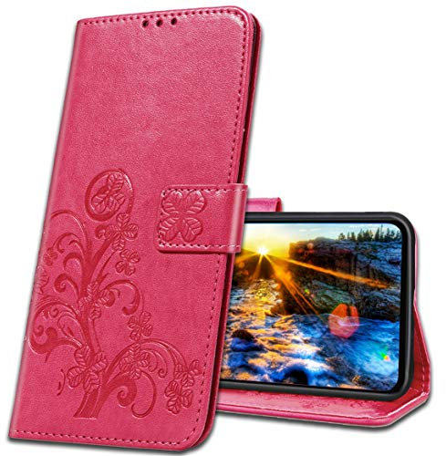 MRSTER Coque pour Nokia 3.2, Housse en Cuir Nokia 3.2, Étui Téléphone Nokia 3.2 Magnétique Etui Housse pour Nokia 3.2. Luck Clover Rose
