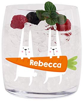 Herz & Heim® Trinkglas mit Hasen und Aufdruck ihres Namens Ostergeschenk für Kinder