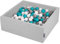 KiddyMoon Piscine À Balles pour Bébé Carré 90X30cm/200 Balles 7Cm Fosses À Boules Jouet Enfant, Gris Clair: Gris/Blanc/Turquoise
